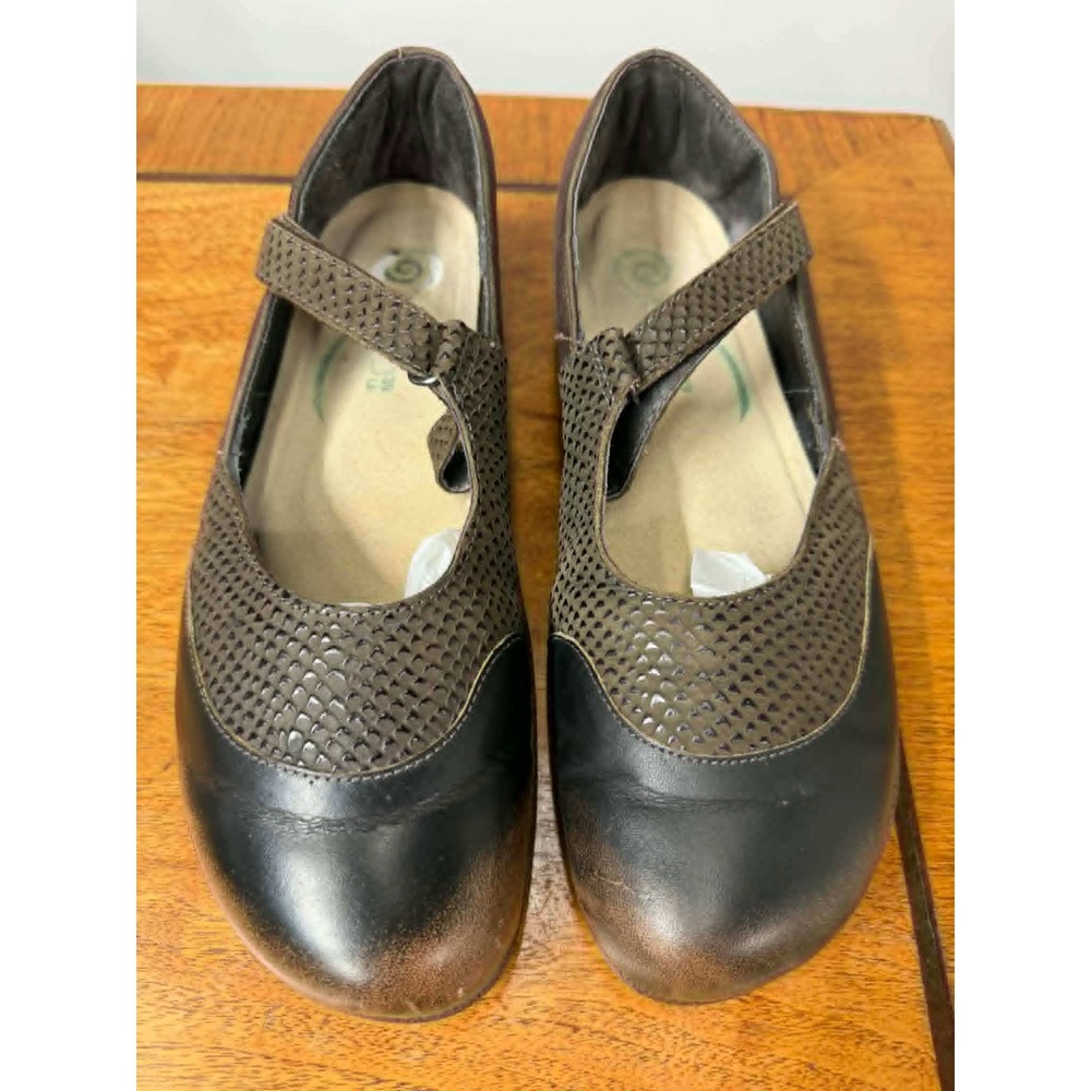 Naot Womens Size 39 EU 8 US Brown Black Leather Mary Jane Comfort Flats Shoes